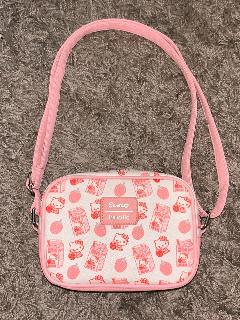 Loungefly Pink Hello Kitty Strawberry Print Crossbody Bag